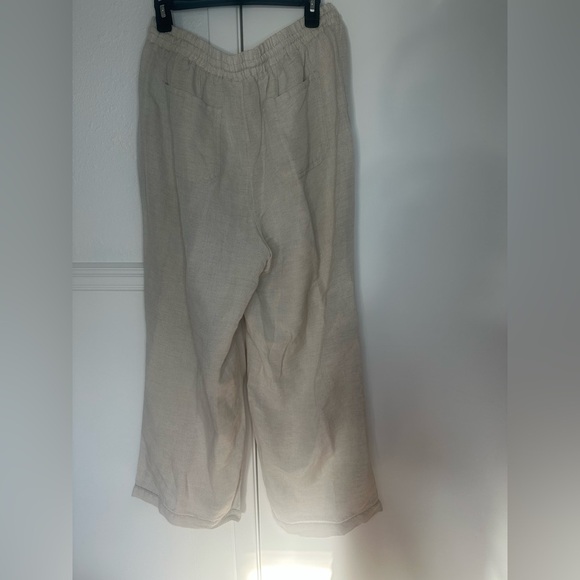 Lane Bryant Beige natural Linen Wide-Leg Pants size 14/16 - Picture 2 of 8